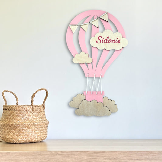 Montgolfière rose personnalisée